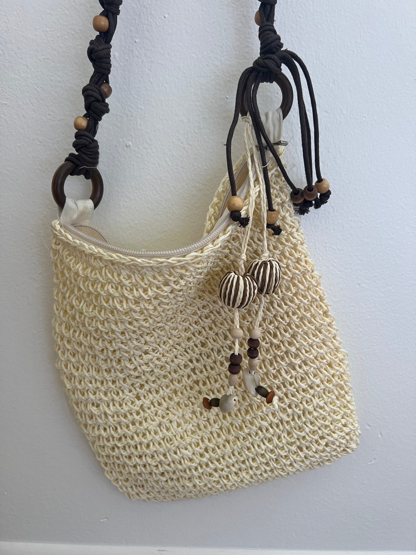 Straw + Shell Tassel Crossbody