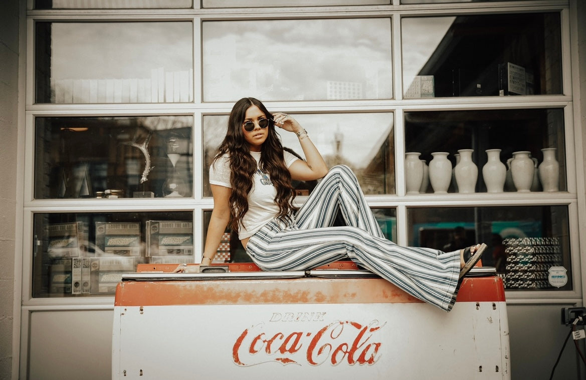 Beach Stripe Flare Jeans