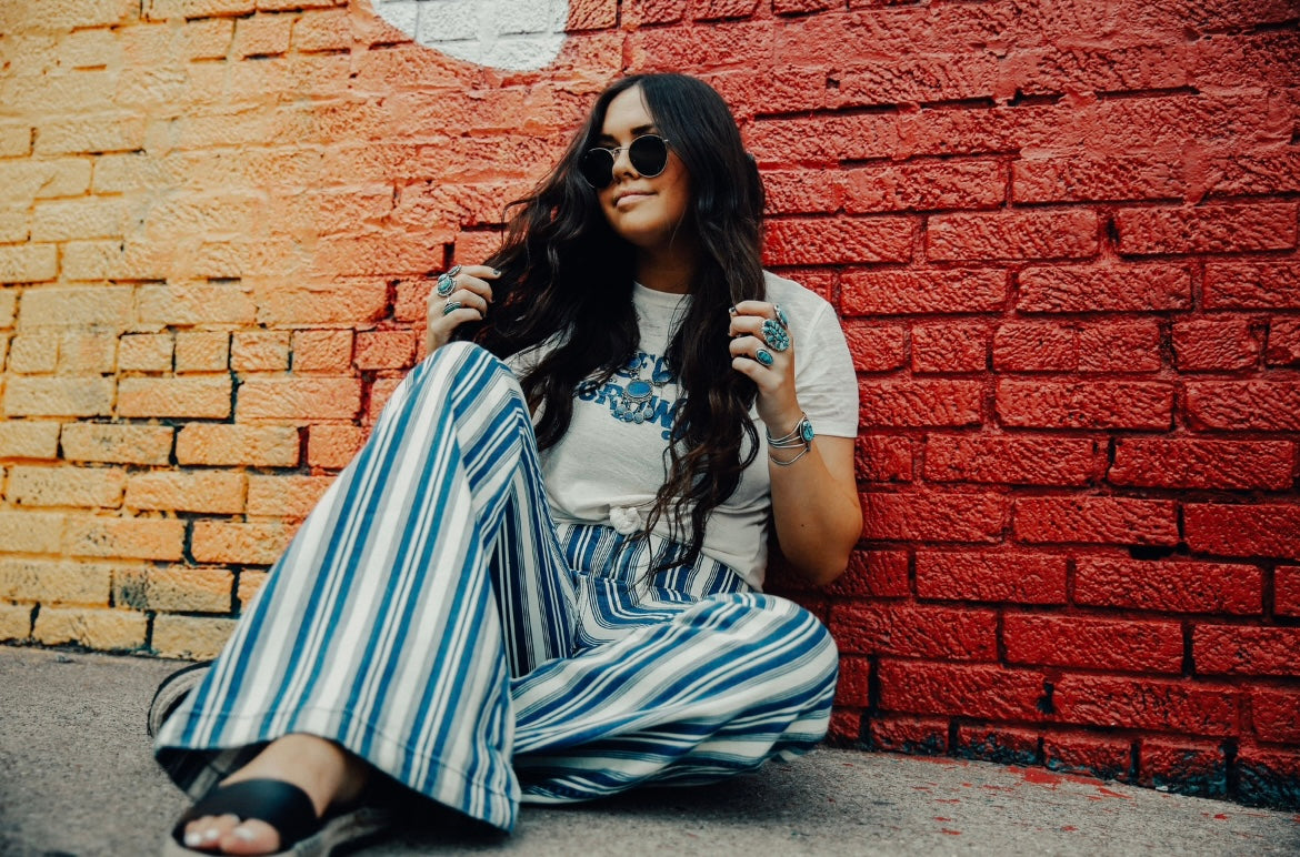Beach Stripe Flare Jeans