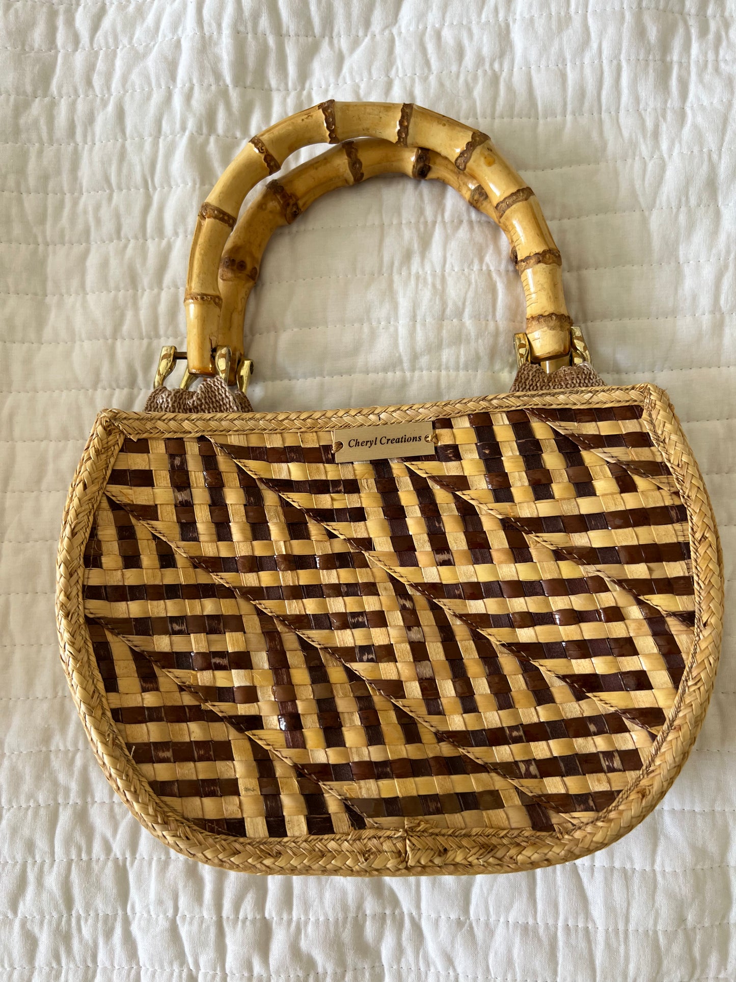 Small Straw + Bamboo Handbag