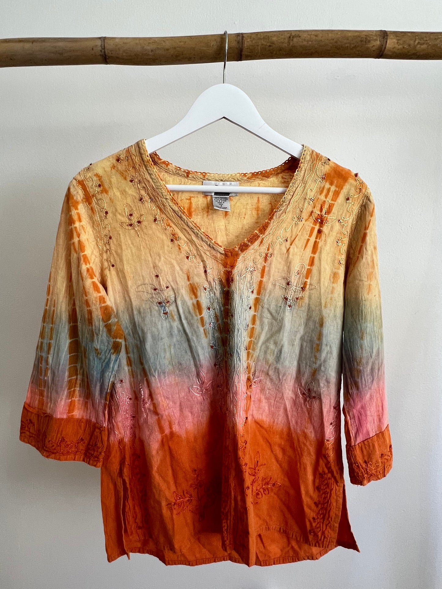 Tie Dye Embroidered Blouse