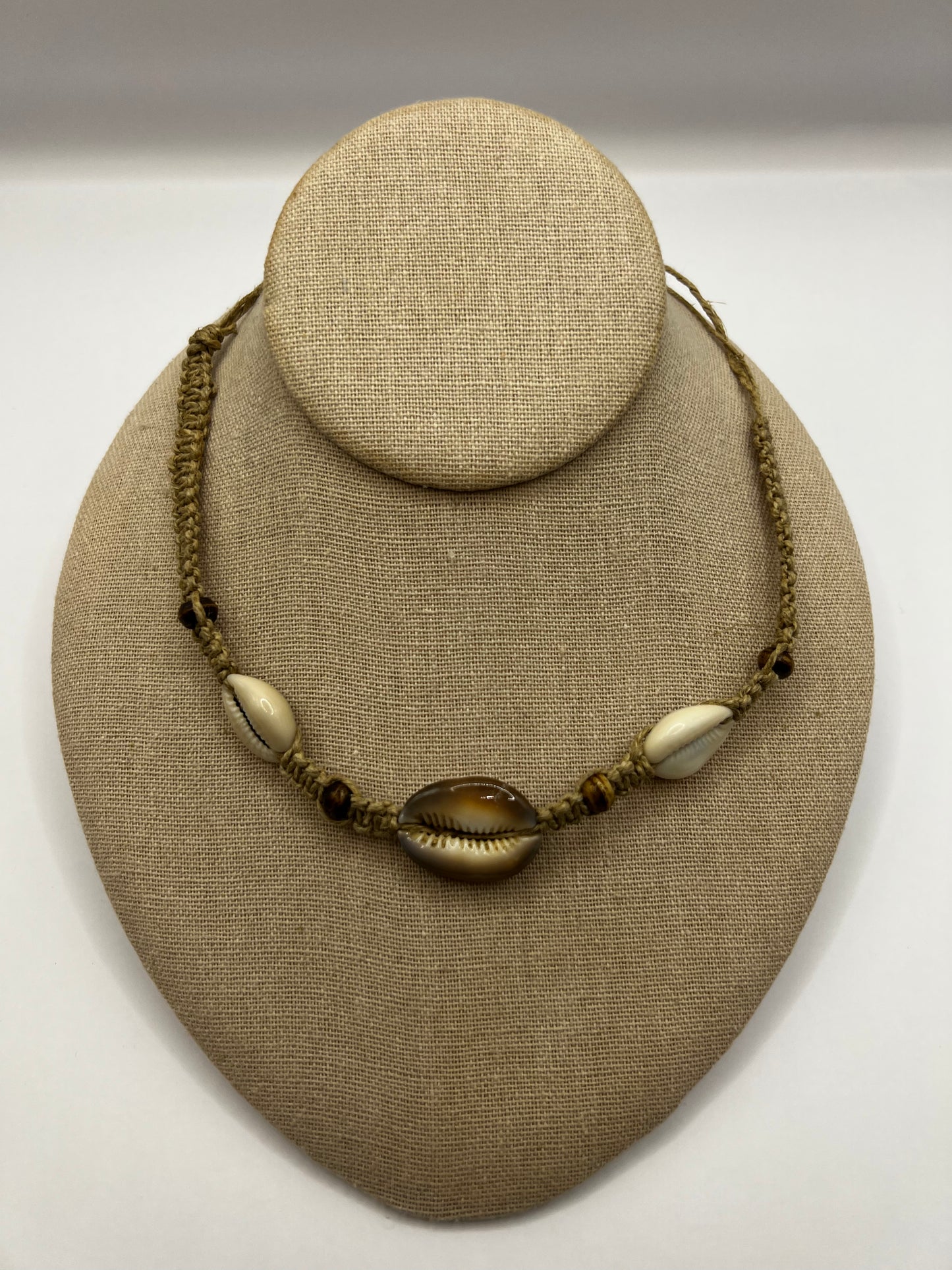 White + Brown Cowrie Choker