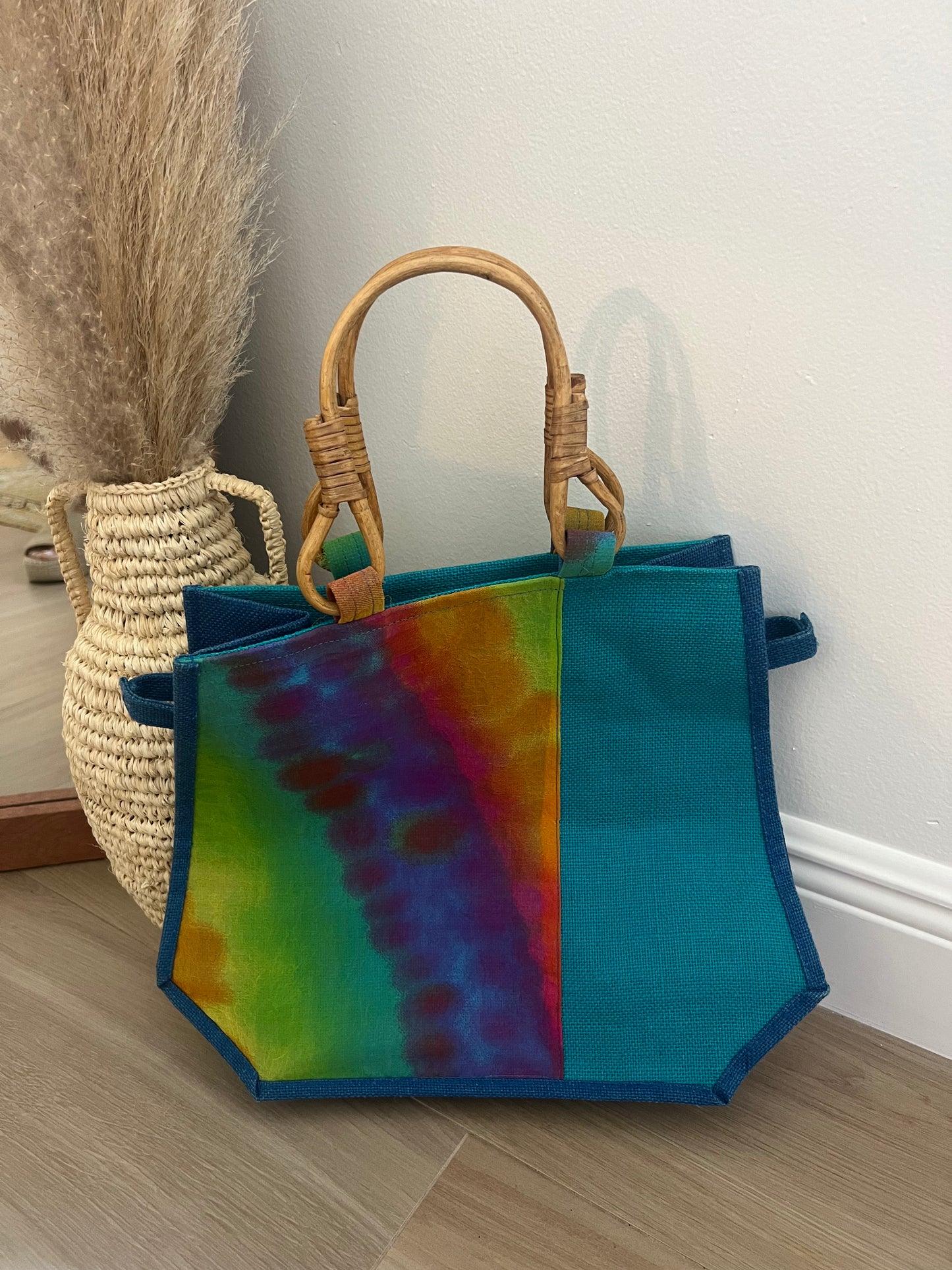 Tie Dye + Bamboo Handle Market Bag