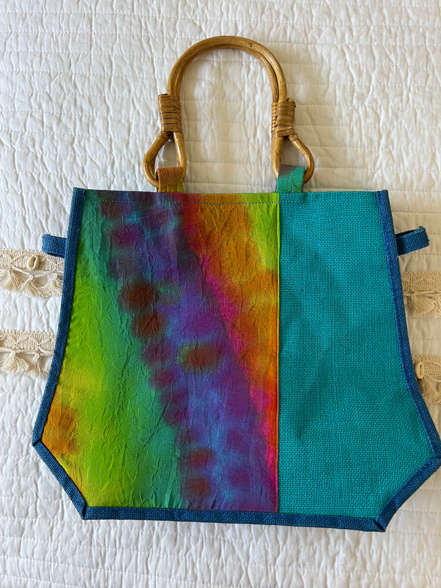 Tie Dye + Bamboo Handle Market Bag