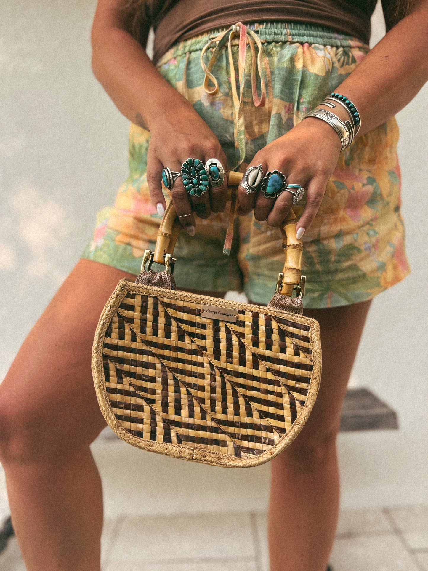 Small Straw + Bamboo Handbag
