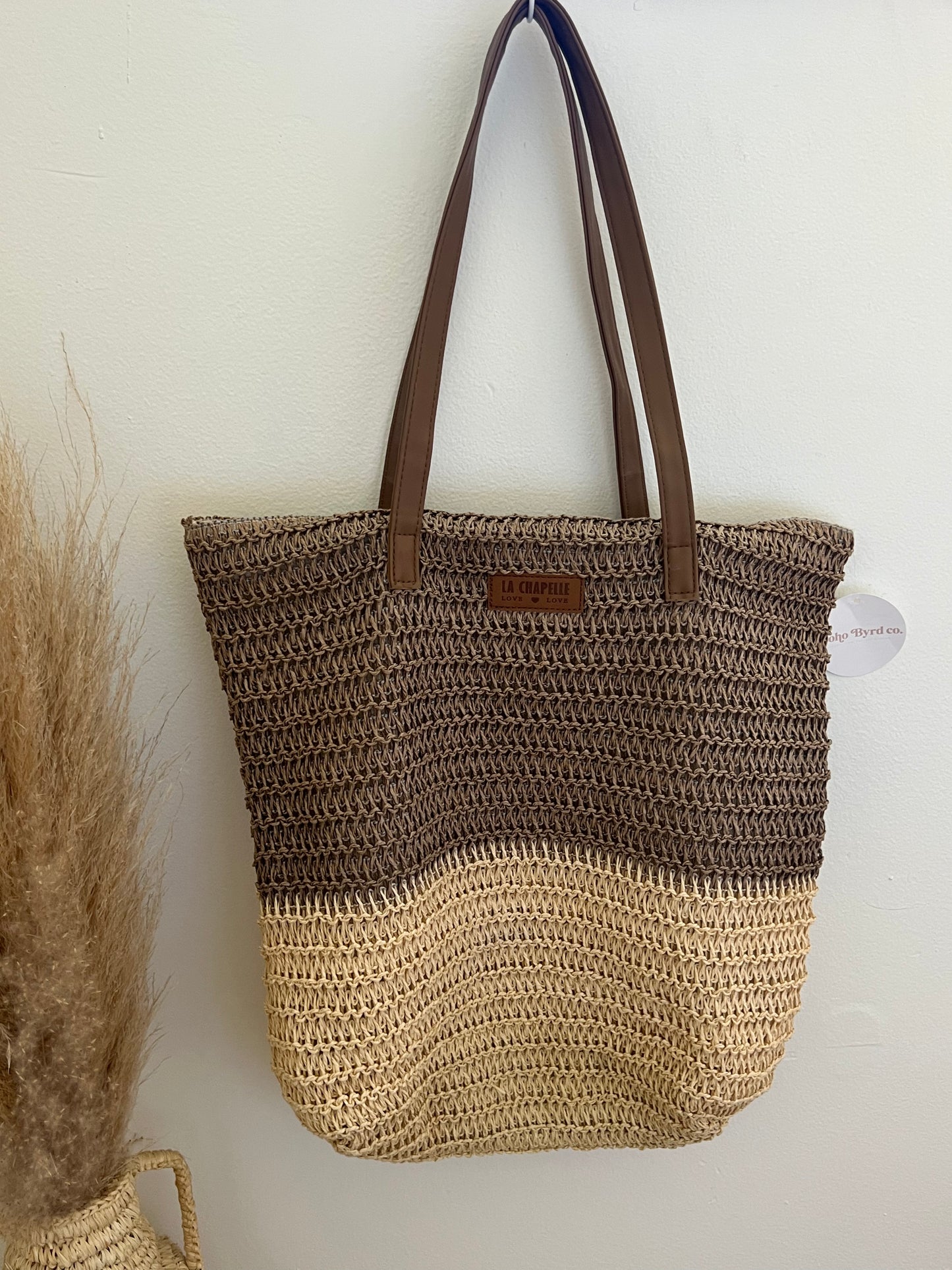 Two-Tone Straw Bag