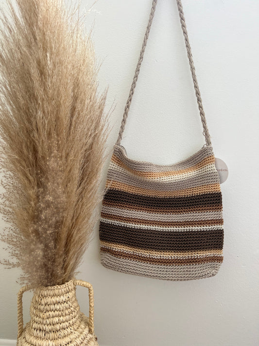 Neutral Striped Knit Crossbody